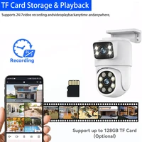 ICsee 8MP Dual Lens Dome PTZ Camera WIFI+POE IP Rj45 Network Security Monitoring 360° Tracking Home Outdoor Built-In Microphone 5