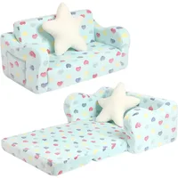 2-in-1 Soft Couch Fold Out with Star Pillow, Convertible Sofa to Lounger for Girls and Boys, Children's Sofas 1