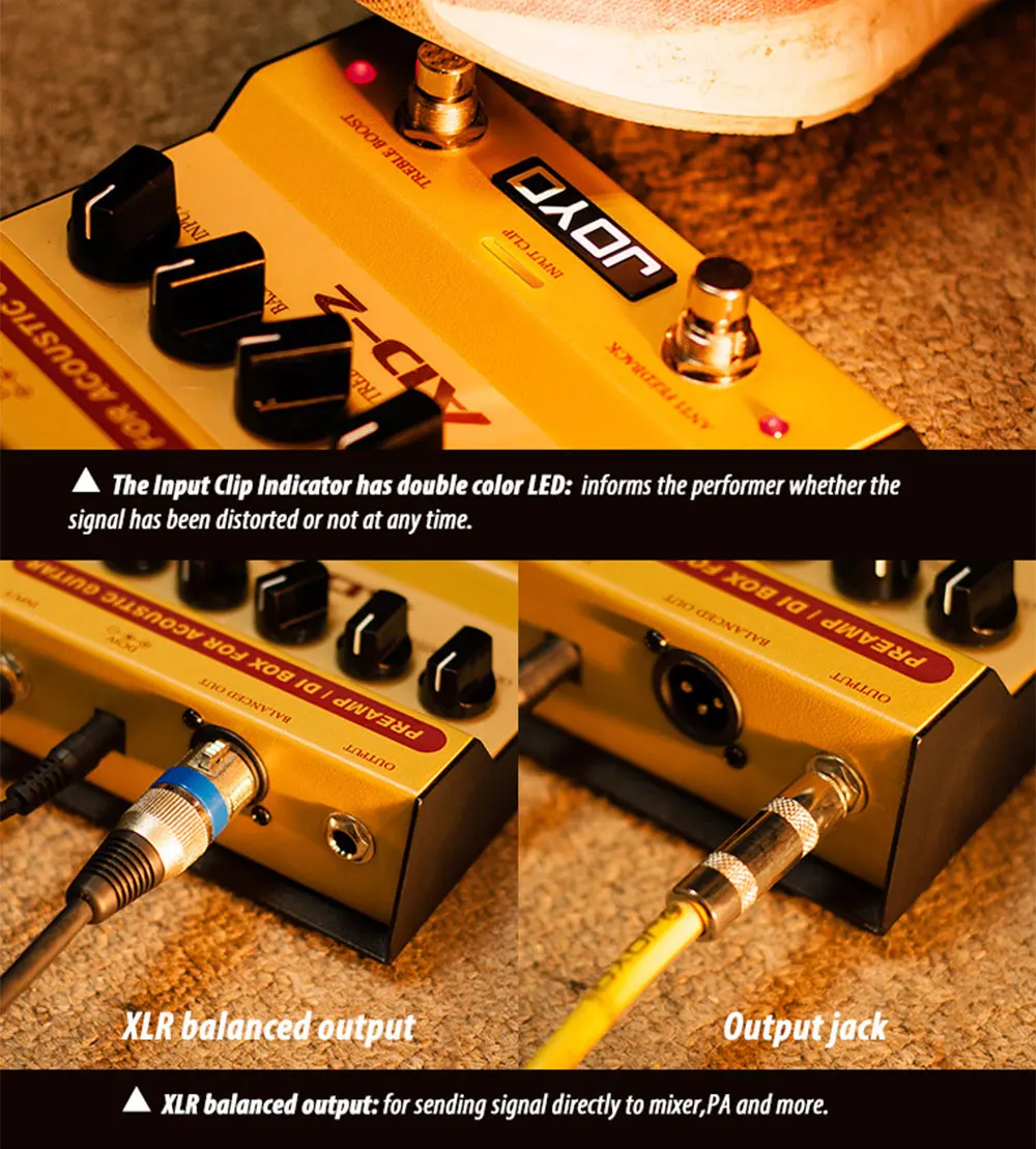 AD-2 Acoustic Guitar Effect Pedal Dual Band EQ Effect Anti-feedback Circuit DC 9