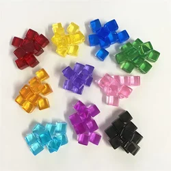 100 Piece Set: Colorful Transparent Square Corner Dice (Mix Clear 10 colors)