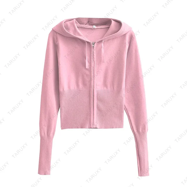 トップス FLAREUP Layered Zip Hoodie TARUXY Women Spring Outfits Casual Zipper Sweater Hoodie Set High