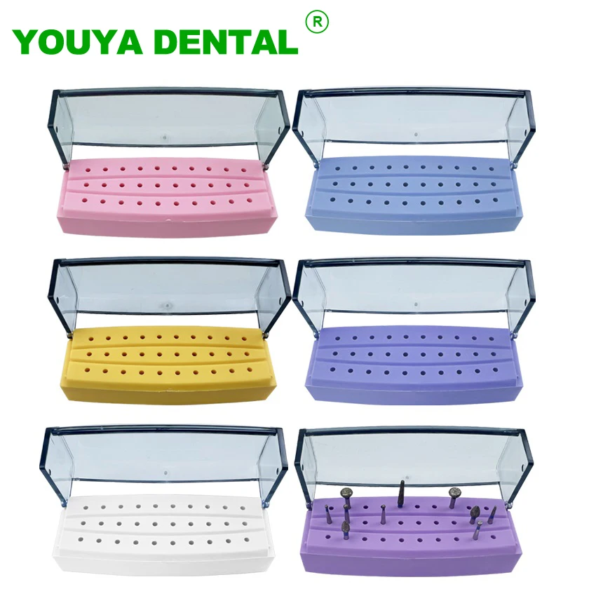 

30 Holes Dental Disinfection Box Plastic Burs Drill Diamond Sterilization Case Holder Block Dentist Tools Dentistry Instruments