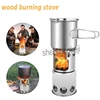 Stainless Steel Multi-purpose camping grill stove Outdoor Hiking windproof Wood burning stove / stove + pot set Combo Set 1pc 1