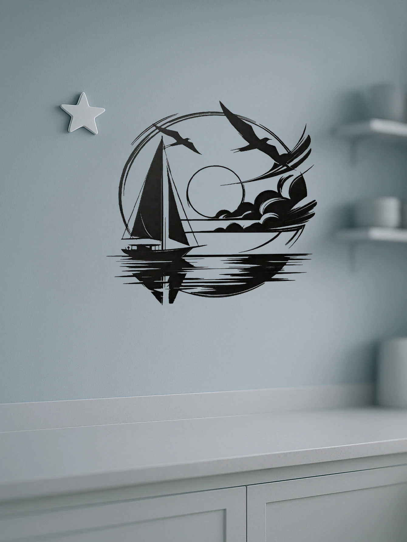 Idea regalo nautica per la casa - Decorazione da parete impermeabile in metallo per barche a vela per spazi moderni - immagine 4