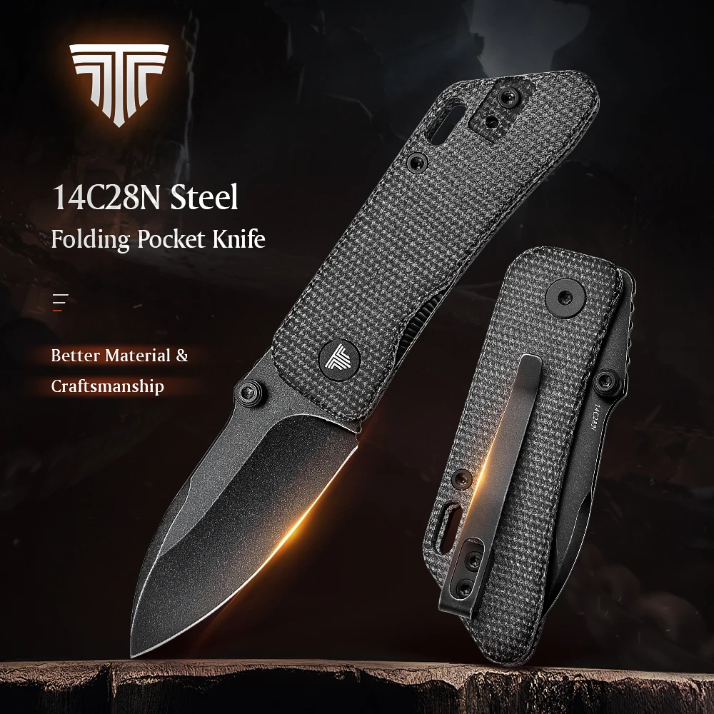

TRIVISA Small Folding Knife with Clip,Mini Pocket Knife for Men, 2.32" 14C28N Steel Blade, EDC Tool, Micarta Handle， Bootes-04B