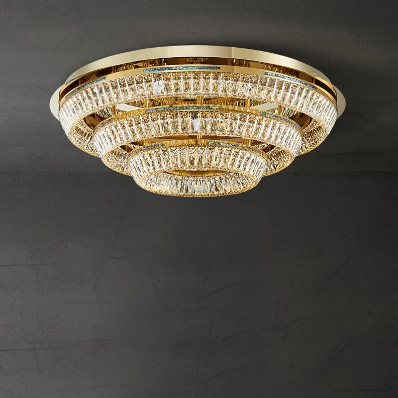 

Art Deco Round 3 Layer LED Dimmable Silver Gold Crystal Lamparas De Techo Ceiling Lights.Ceiling Light.Ceiling Lamp For Foyer