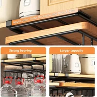 Kitchen Shelves Hanging Organizer Rack with Hooks Under Cupboard Paper Towel Rags Hanger Cutting Board Pot Cover Holder Storage 2