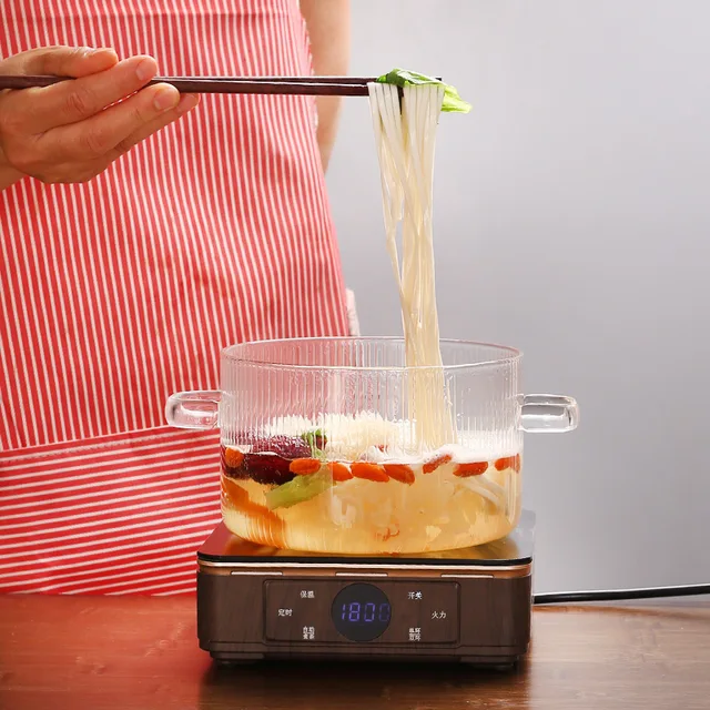 1Pcs Household Glass Saucepan for Cooking Double Ear Glass Soup Pot Noodle Bowl Cookwares with Tops Small Bear Cooking Pots Set - Image 5