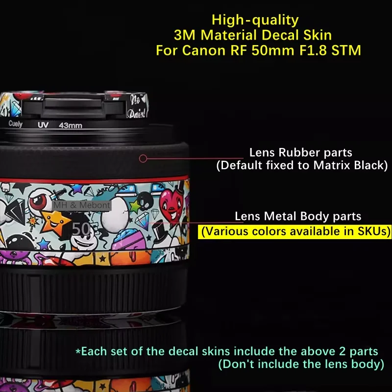 For Canon RF 50mm F1.8 STM Decal Skin Camera Lens Sticker Vinyl Wrap Anti-Scratch Film Protector Coat RF50 RF50mm 50 1.8 F/1.8 2