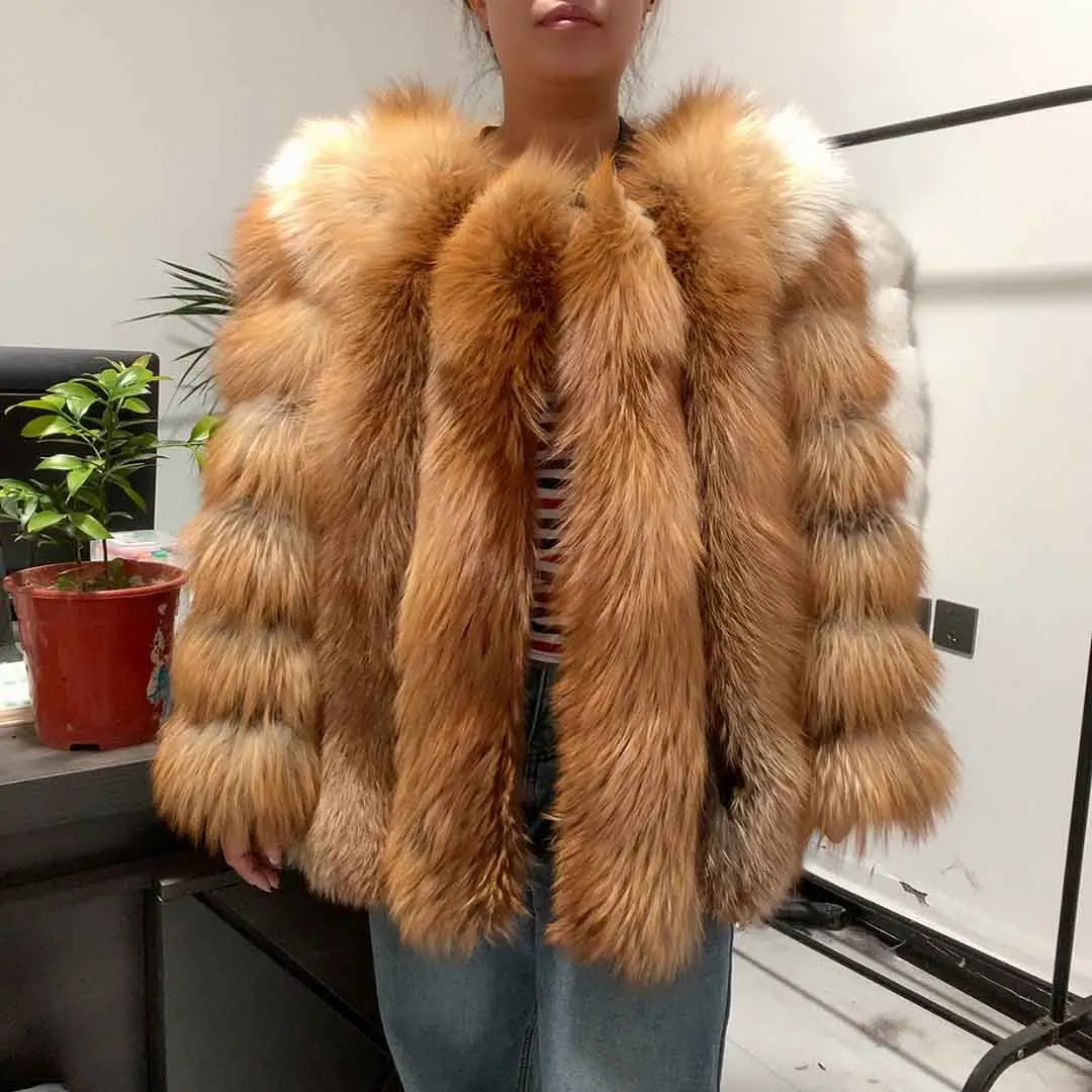 HUA QIU MEI SI Fox Fur Jacket Packaging