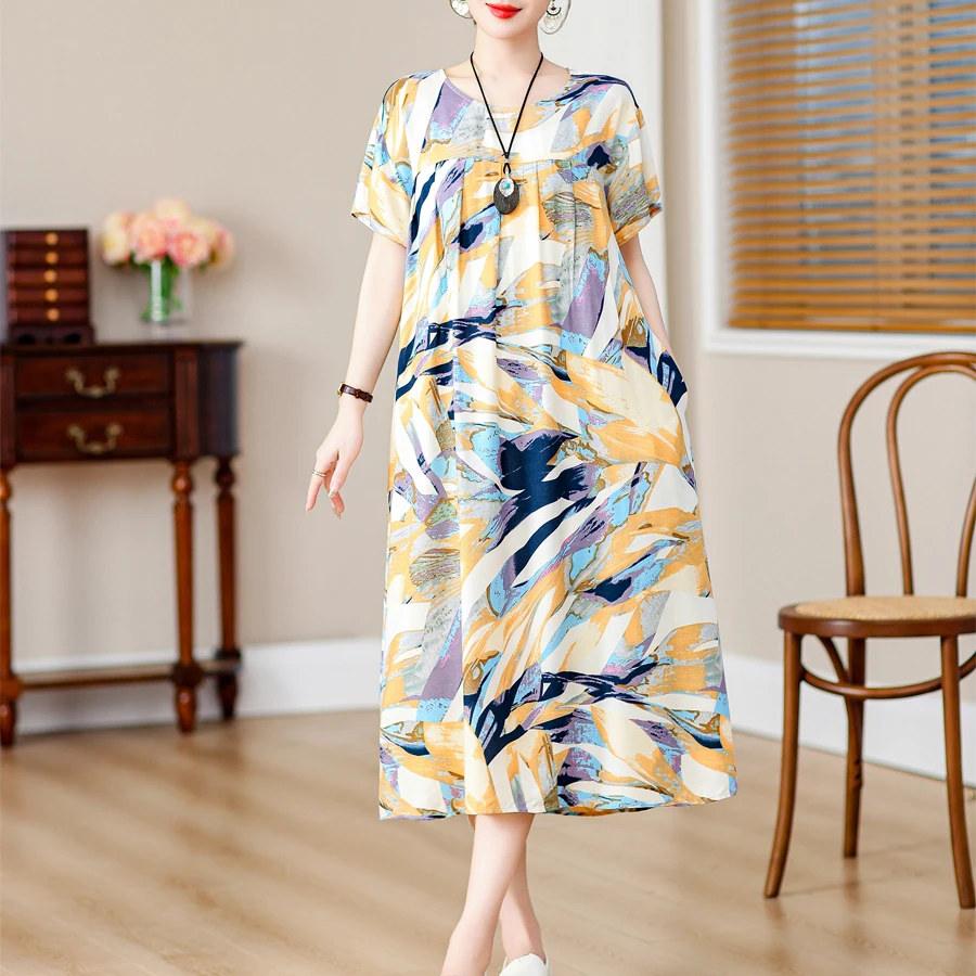 

New Summer Women's Bohemian Floral Printed Dress Boho Style o-neck Long plus size Bohemian Dresses