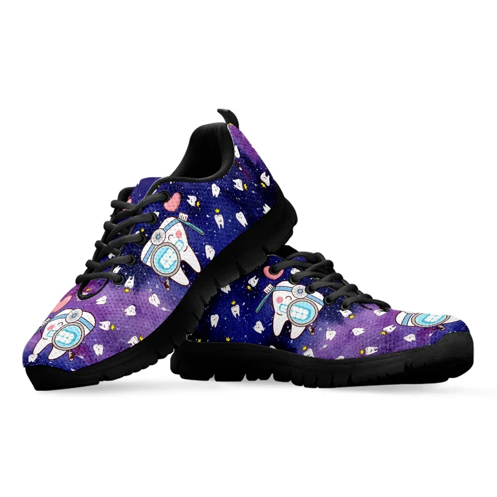 Fashion Star Design Black Platform Sneakers Cute Cartoon Teeth Print Lightweight Breathable Summer Shoes Zapatos