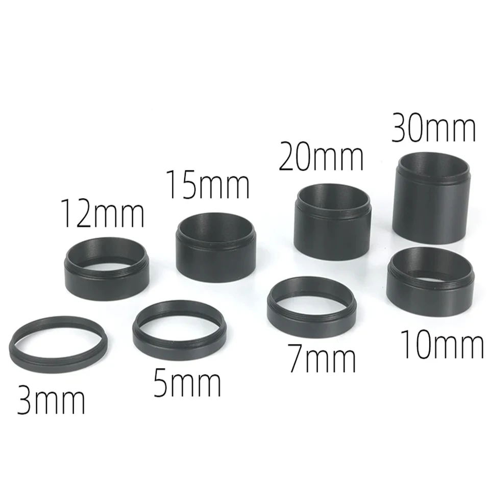 Lot De 8 Tubes D'extension Télescope T2 M42x0.75 - Longueurs 3/5/7/10/12/15/20/30 Mm, Aluminium Anodisé Noir - Pour Astrophotographie