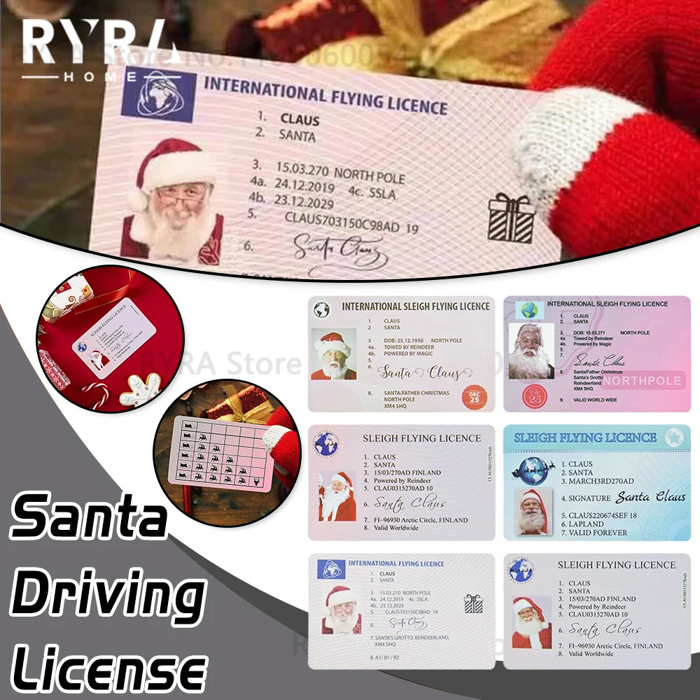 Santa Claus Flying Licence Card Christmas Eve Driving Licence Christmas Gift Children Kids Xmas Decoration