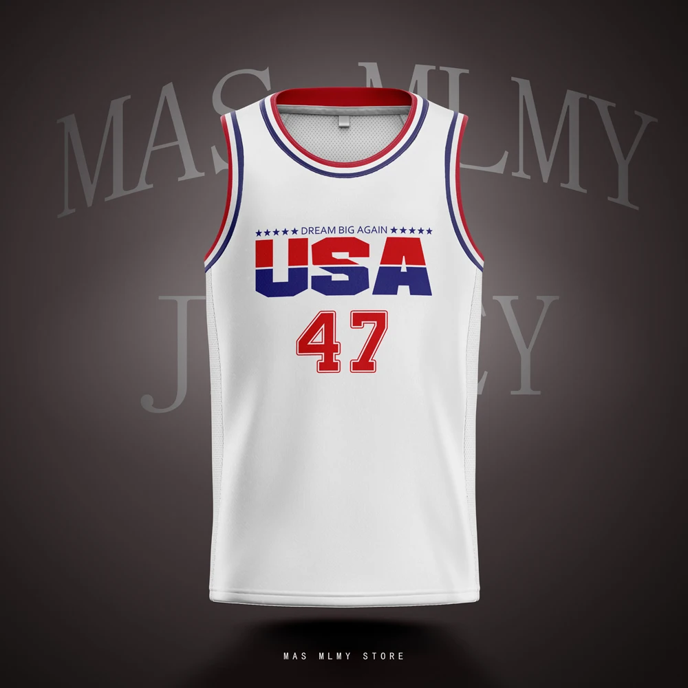 USA Trump 47th USA President &ldquo;DREAM BIG AGAIN&rdquo; Printed Youth Adult Basketball Jersey