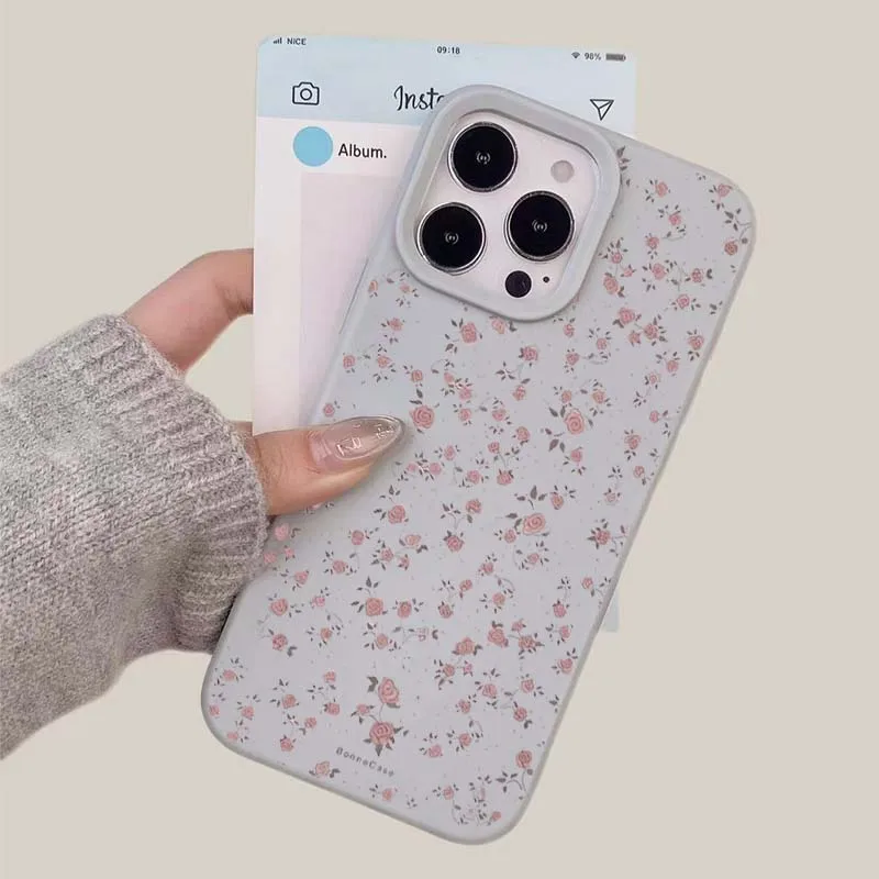 כיסוי טלפון ורוד ורוד פרחוני TPU מגן לאייפון 11 12 13 14 15 16 Pro Max 15PRO 16PRO 16PLUS סוכריות רכות Funda