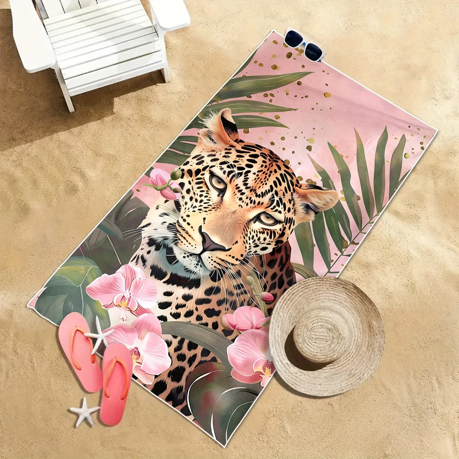 Bohemian Leopard Floral Print Beach Towel Polyester Super Absorbent Quick  Dry Pool Yoga Travel Camping Decor Light Pink Green - AliExpress, image size:1500x1500