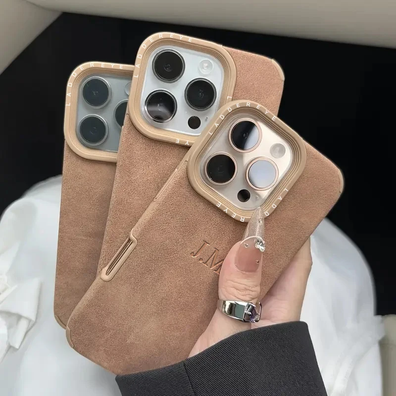Personalized Luxury Suede Phone Case with Custom Name Design