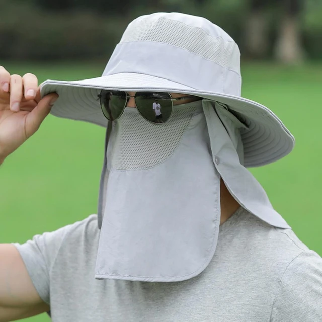 2022 Summer Boonie Men Women Hat Outdoor Face Mask Wide Brim