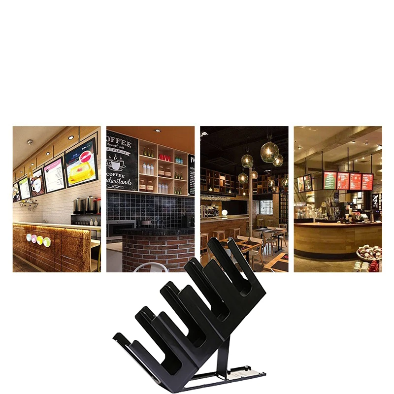 Foldable Cup Holder Multi-purpose Bar Counter Milk Tea Coffee Shop Cup Holder Straw Tissue Box Plastic Paper Storage Rack