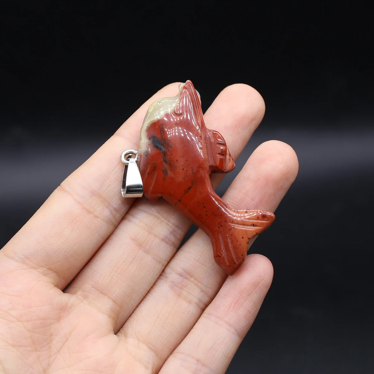 6PCS Wholesale Natural Semiprecious Stone Random Color Dolphin Pendant Jewelry Making DIY Necklace Earrings Accessories Gift