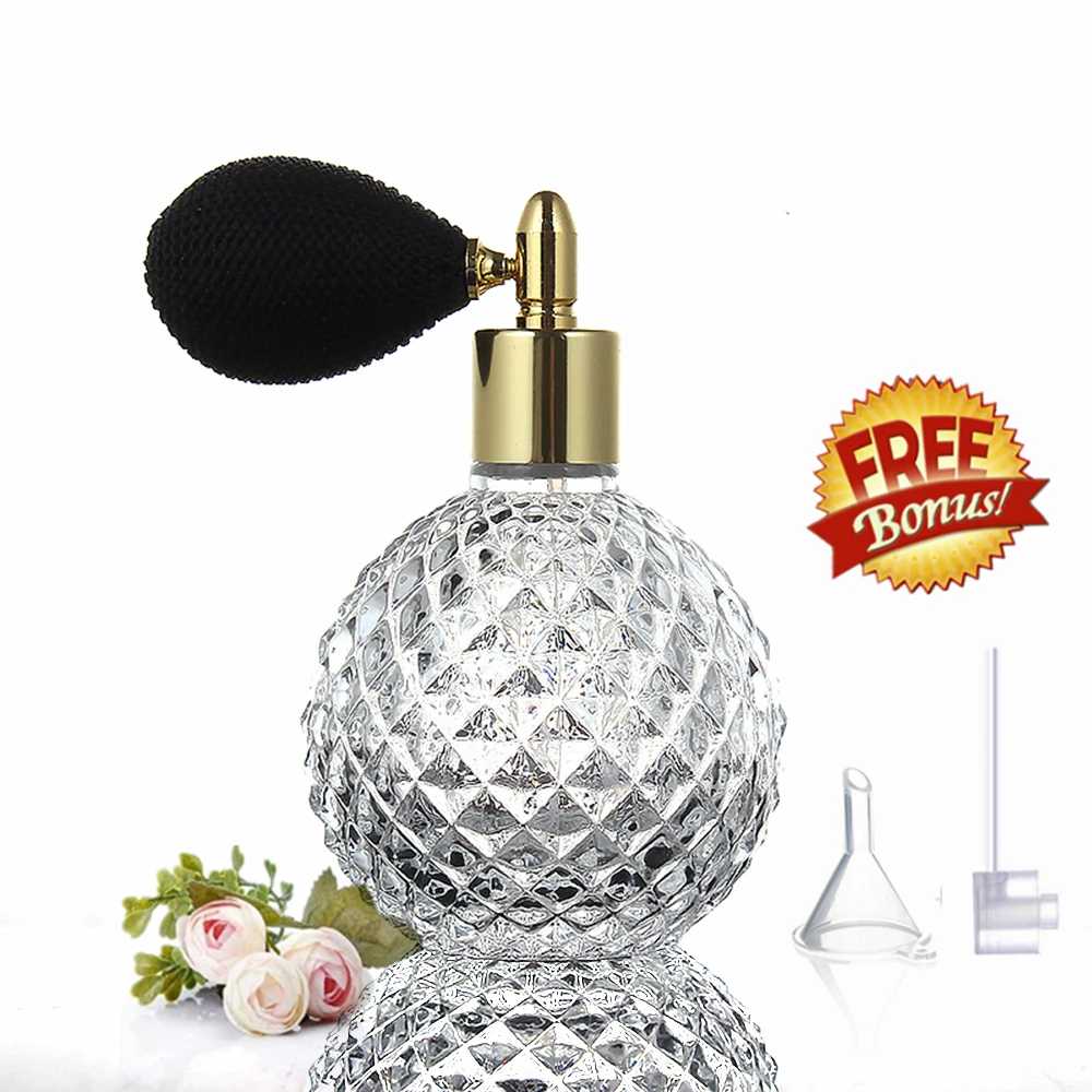 1pcs 100ml Vintage Perfume Atomizer Empty Portable Travel Refillable Clear Glass Perfume Spray Bottle with Tassel for Women Girl