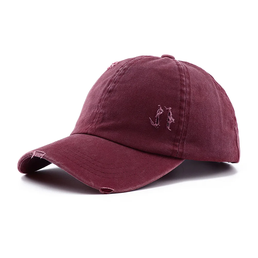 Baseball Cap Leopard Print Vintage Washed Cotton Baseball Cap Women Hip Hop Ponytail Messy Buns Outdoor Sport Hats Accessories