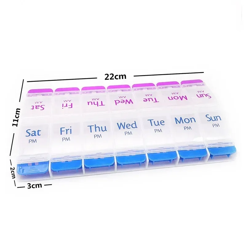 Home Travel Weekly 7 Days Pill Box 14 Compartments Pill Organizer Plastic Medicine Storage Dispenser Cutter Drug Cases