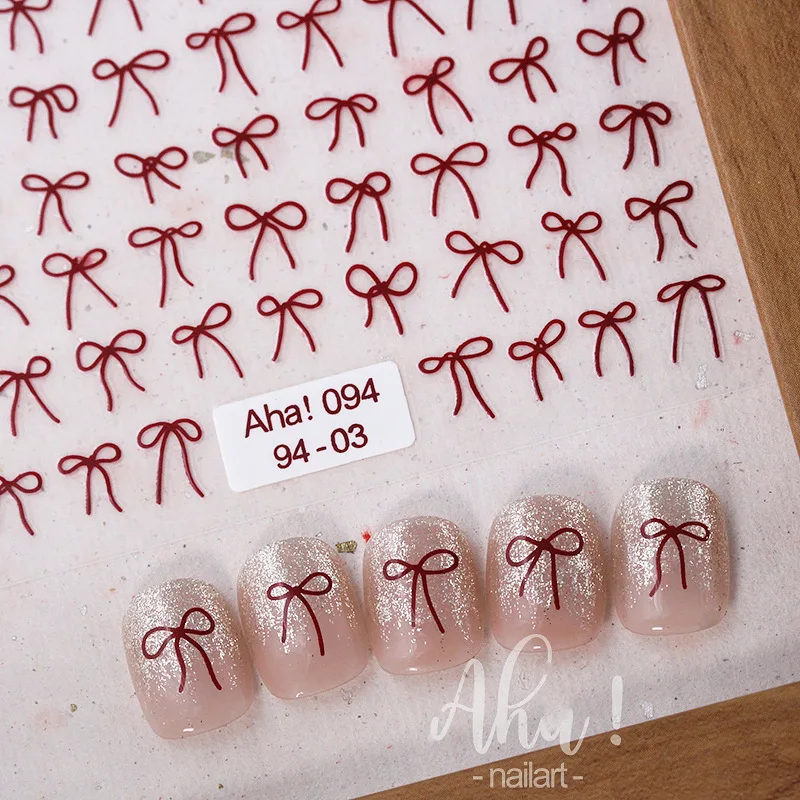 1pcs 5D Japanese Mini Bow Nail Art Stickers Fashion Cartoon Sale Black White Ribbon Nail Decoration Decals DIY Nail Accessories 4