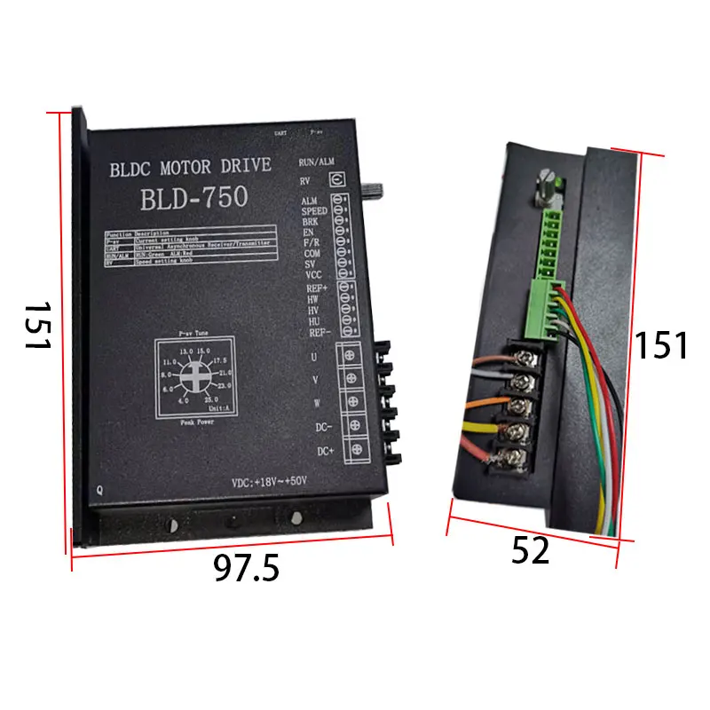 브러시리스 DC 모터 속도 조절기, BLDC 엔진 컨트롤러, BLDC 드라이버, 48V QW-BLD-750