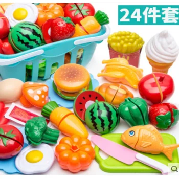 Cutting Fruits Vegetables Toy Set with Cutting Board Play Food Montessori Toys Sets for Toddlers Kids Boys Girls 5