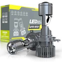 High-Power LED Mini Car Headlight Bulbs with Projector Lens and Dual-Beam Functionality - H4/9003/HB2 Hi/Lo (Left Hand Drive)
