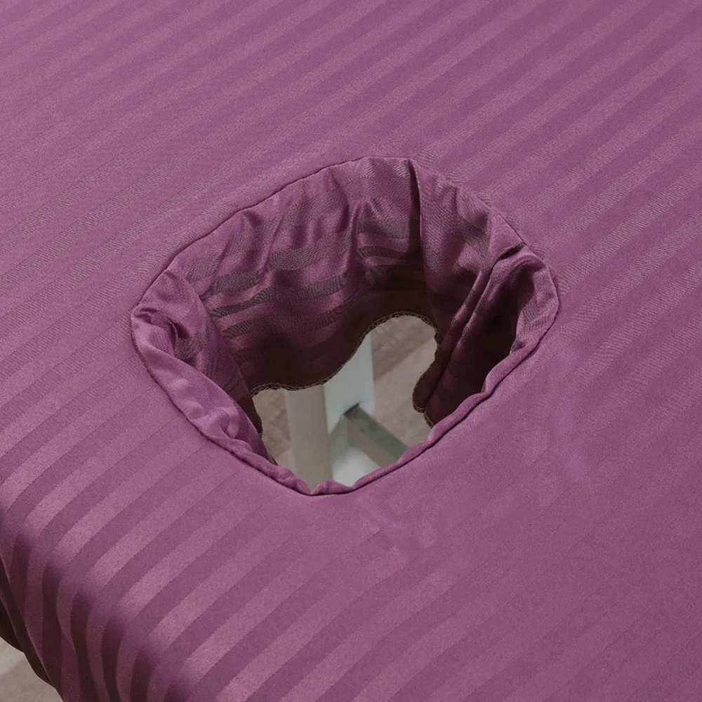 White Massage Table Bed Fitted Sheet Elastic Full Cover Massage Treatment Polyester Cosmetic SPA Bed Cover with Face Hole 4
