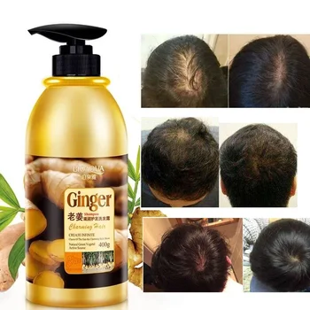 Shampoo per capelli allo zenzero alle erbe, crescita dei capelli, senza controllo dell'olio siliconico, antiforfora, prurito, pulizia, trattamento professionale dei capelli, 400 ml
