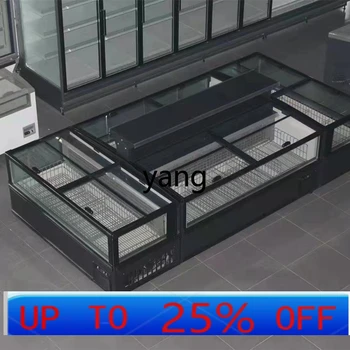 lmm supermarket front window combination island cabinet frost-free frozen display cabinet seafood dumplings balls refrigerator