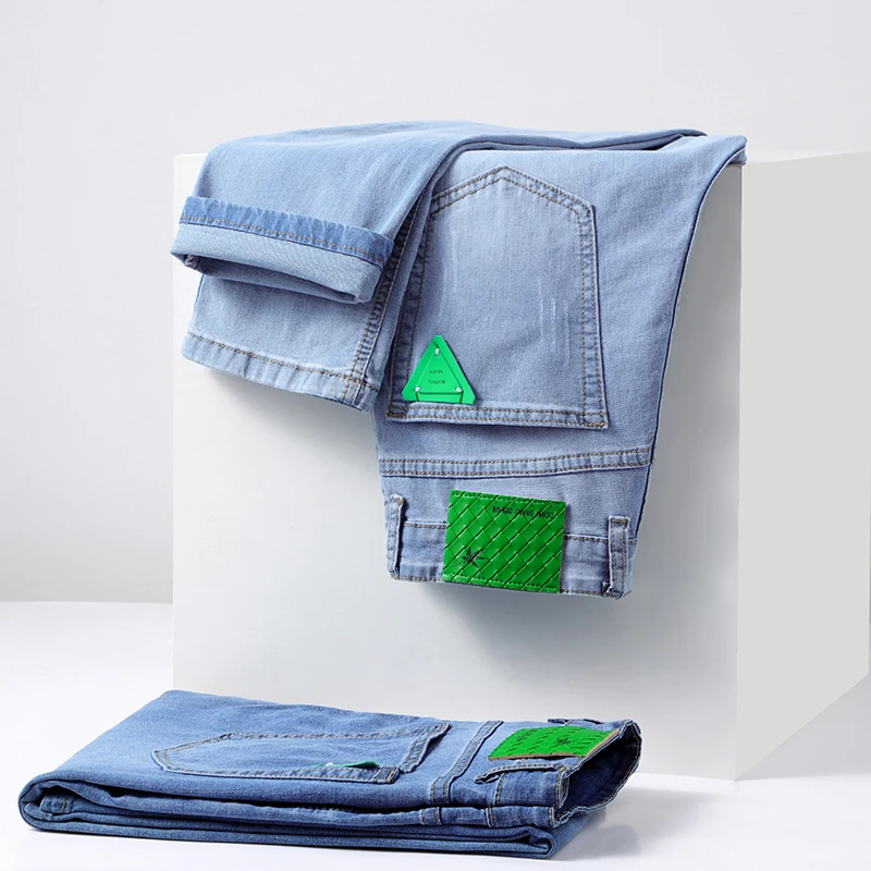 

2022 New Green Lable New Men's Slim Jeans High Quality Casual Fashion Stretch Cotton Denim Pants Male Brand Trouser