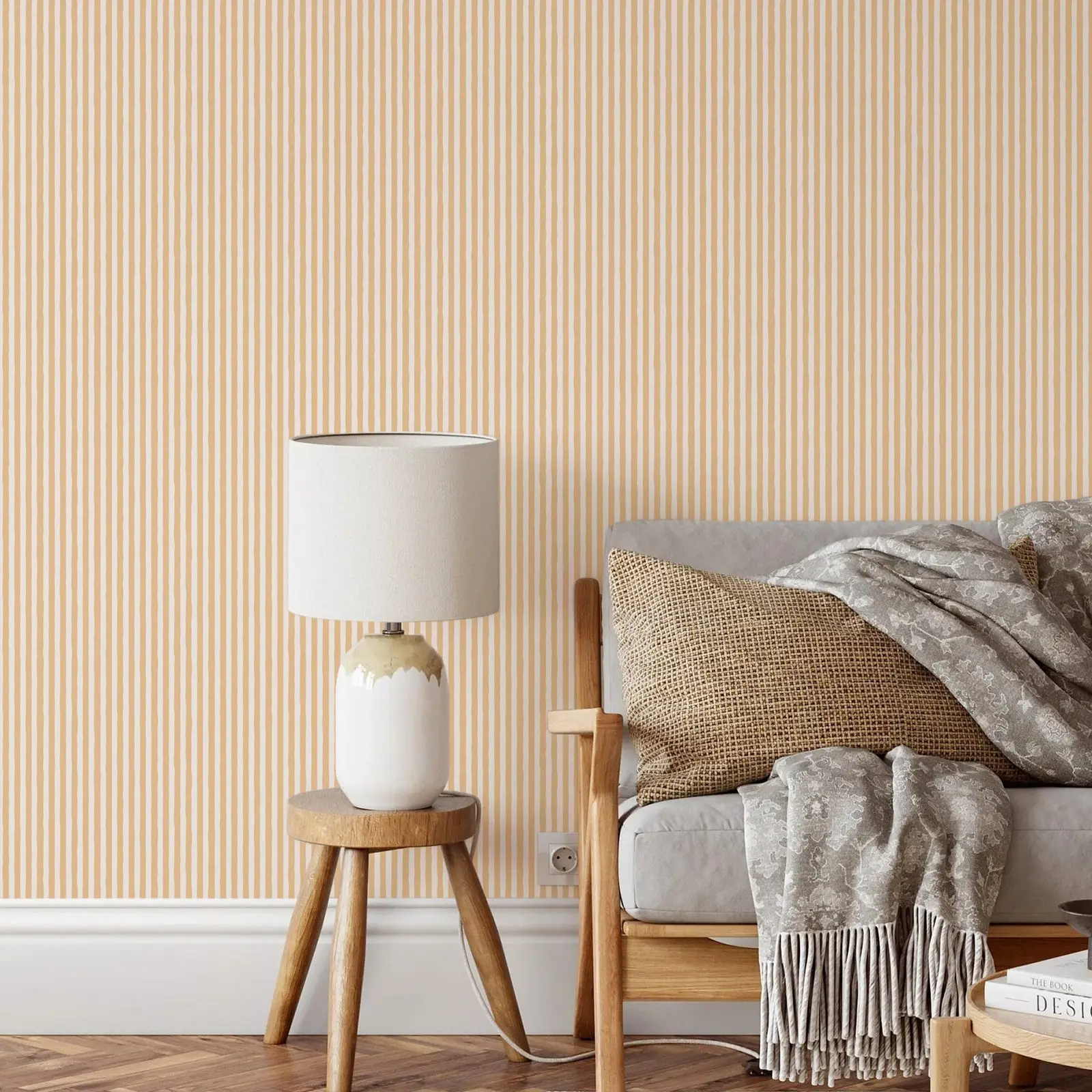 วอลล์เปเปอร์ลายสีเหลือง Wall Decor, เนอสเซอรี่วอลล์เปเปอร์วาดด้วยมือลายสีเหลืองสําหรับห้องเด็ก, self-กาวหรือประเพณี Unpasted 1