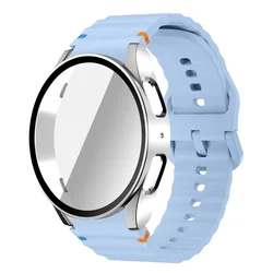 All-in-One Silicone Strap and Protective Case with Screen Protector for Samsung Watch - 2024 Edition (Light Blue S)