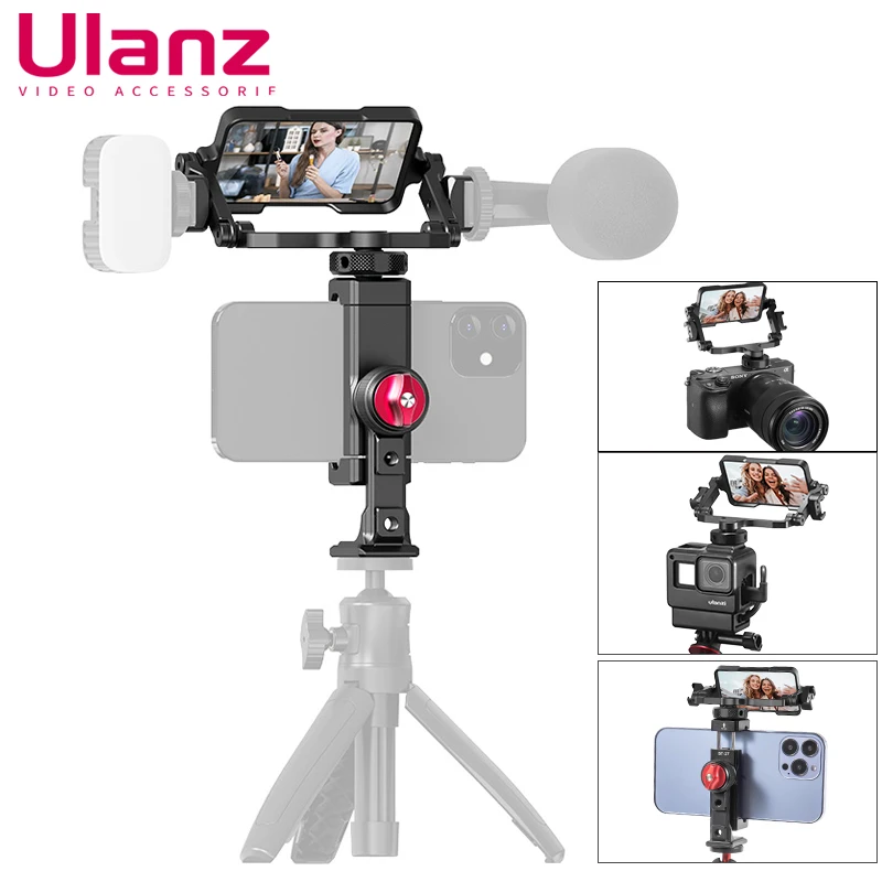 

Ulanzi Phone Flip Mirror Tripod Phone Mount Kit Smartphone Vlog Kit with Cold Shoe for Video Light Microphone Prompt Reflector