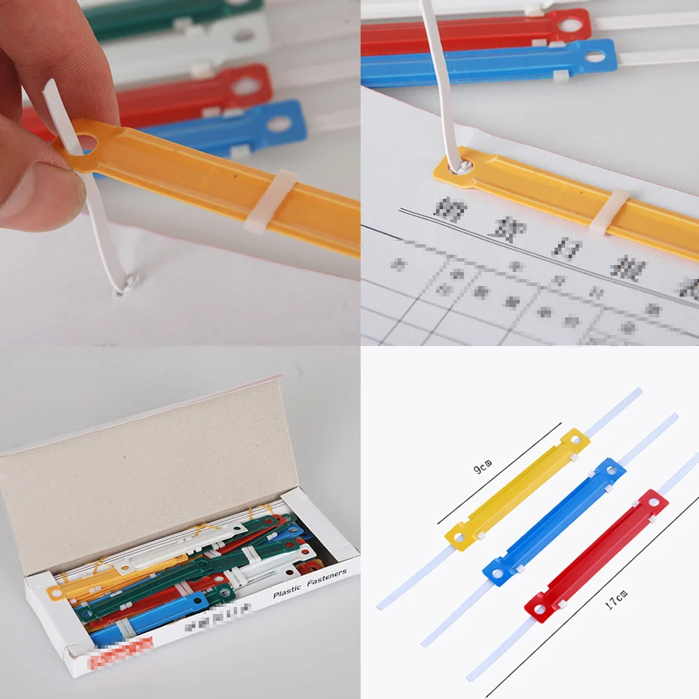 100 Pcs Plastic Binding Clips Loose Leaf File Folders Paper Fasteners Office Notebook Storage Supplies Combs Spines Office