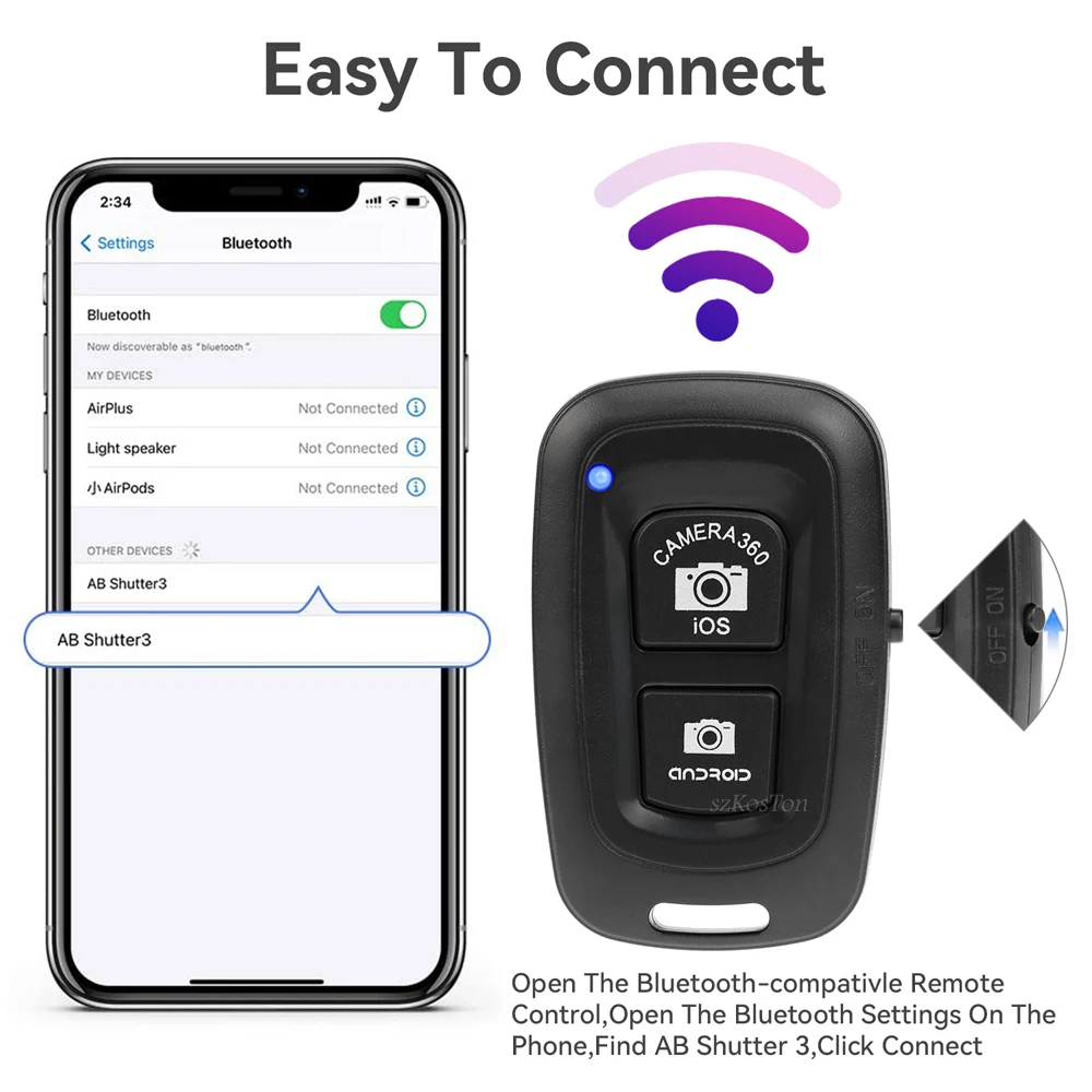 Wireless Remote Shutter Adapter Release Selfie Accessory for Mobile Phone Camera Control