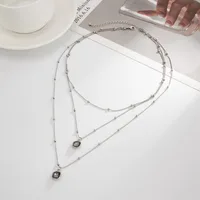 Pendentif en diamant carré acrylique tendance Hip-hop, chaîne de perles rondes en métal, collier pliable multicouche pour femmes, bijoux de personnalité 4