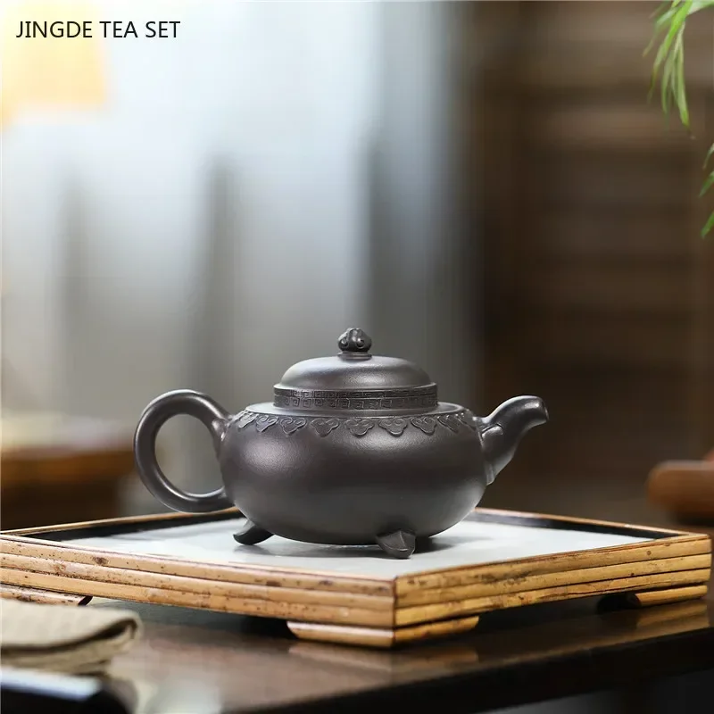 250ml Chinese Yixing purple clay teapot Raw ore black gold sand beauty tea infuser zisha filter kettle Tea set accessories