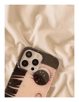 Alternative view of Cartoon Anime Shinning Eyes Cute Phone Case for IPhone 17 16 15 14 13 Pro Max Girl Glittering Big Eyes Back Phone Cover Capa