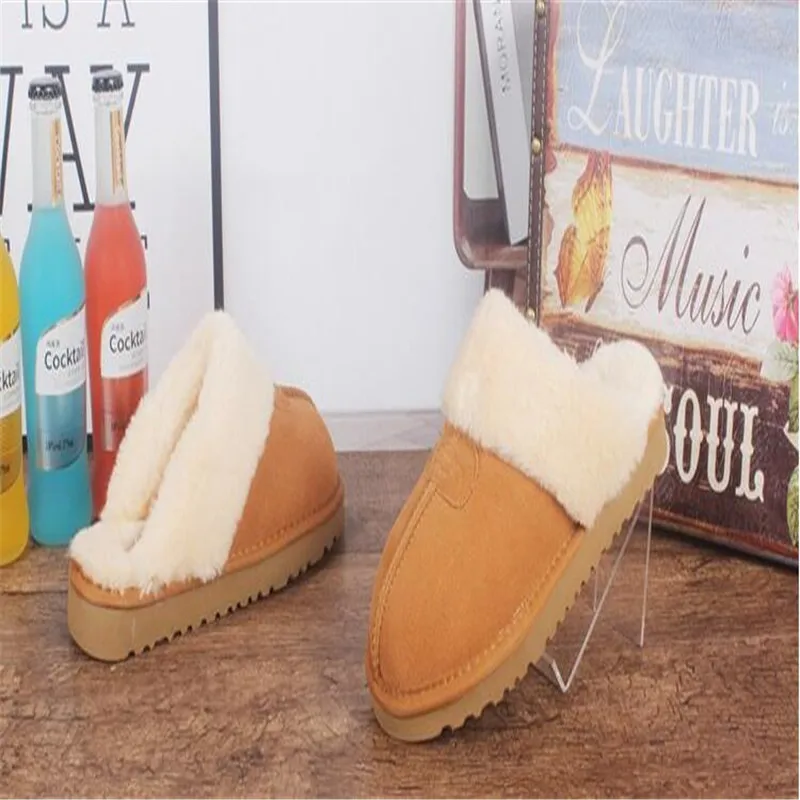 

2023 Cheap large size Real leather Slippers Fashion Female Winter Slippers Women Warm Indoor Slippers Soft Wool Lady Home Shoes