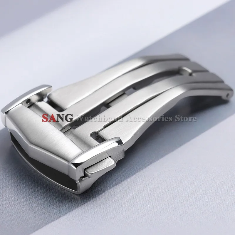 Brushed Stainless Steel Butterfly Deployment Watch Buckle - Silver Finish