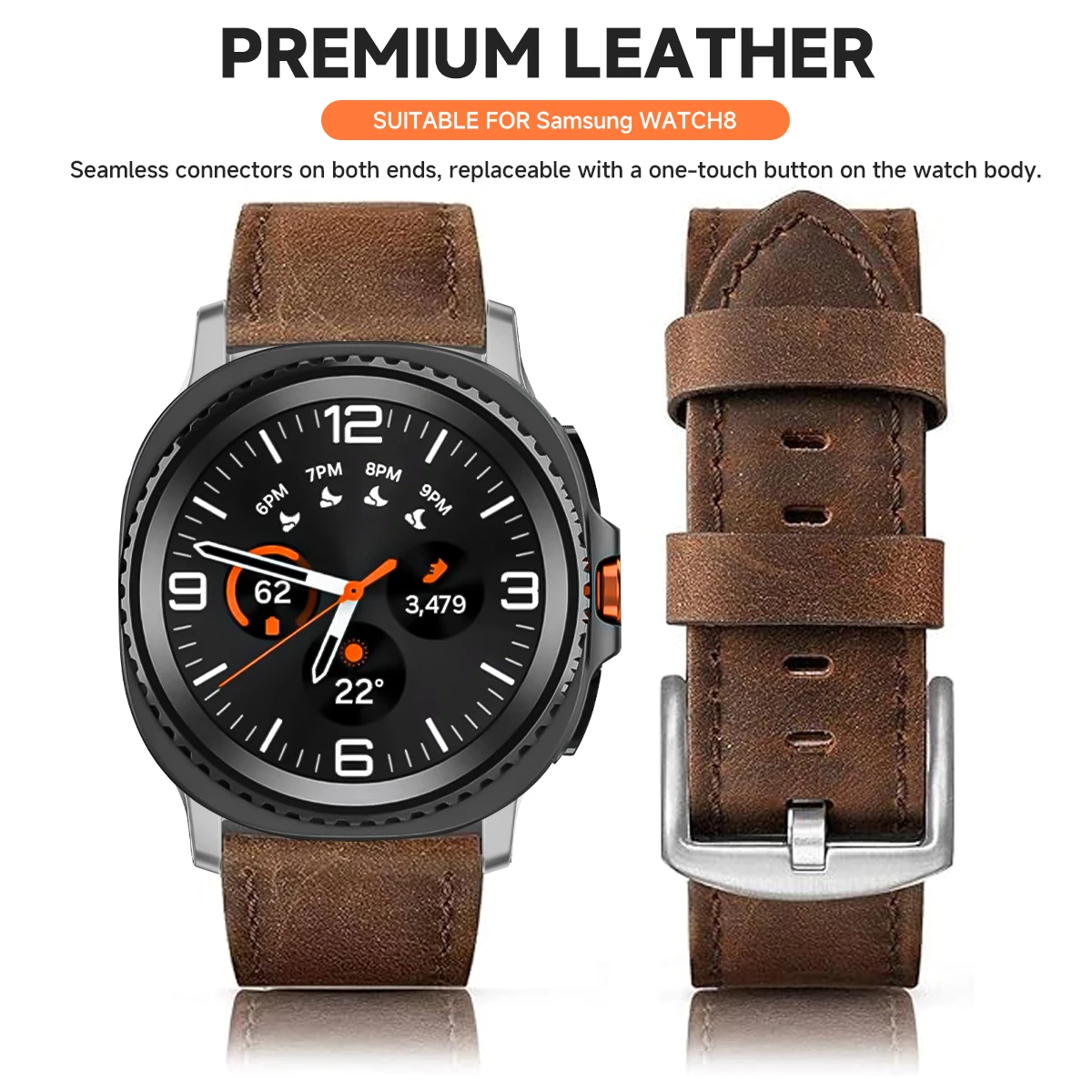 Premium Leather Strap - Quick Release Band for Watches, Classic Leather Bracelet Accessories