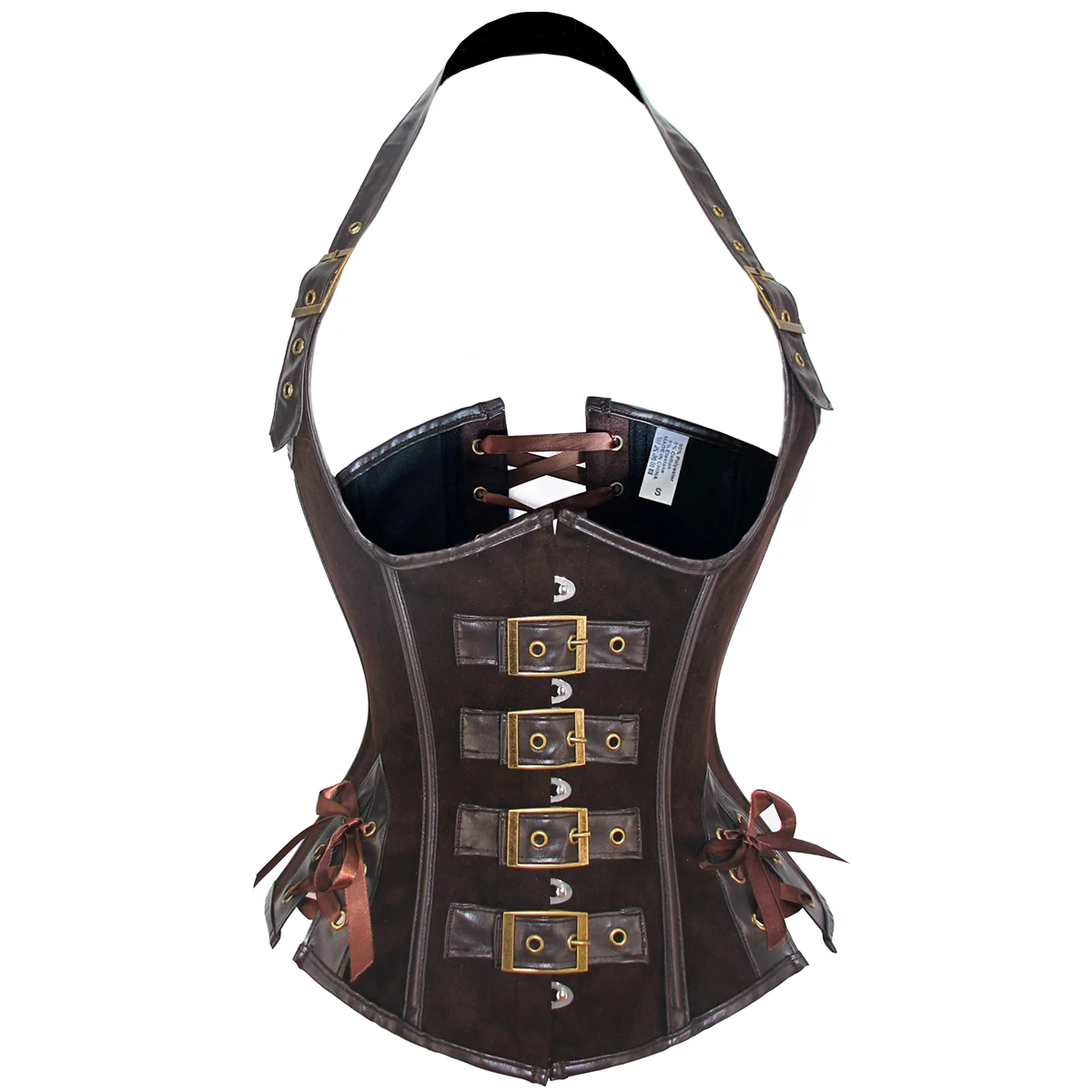Reggiseno Corsetto Punk Gotico In Pelle Nera Donna - Top A Cintura Pettorale Bondage