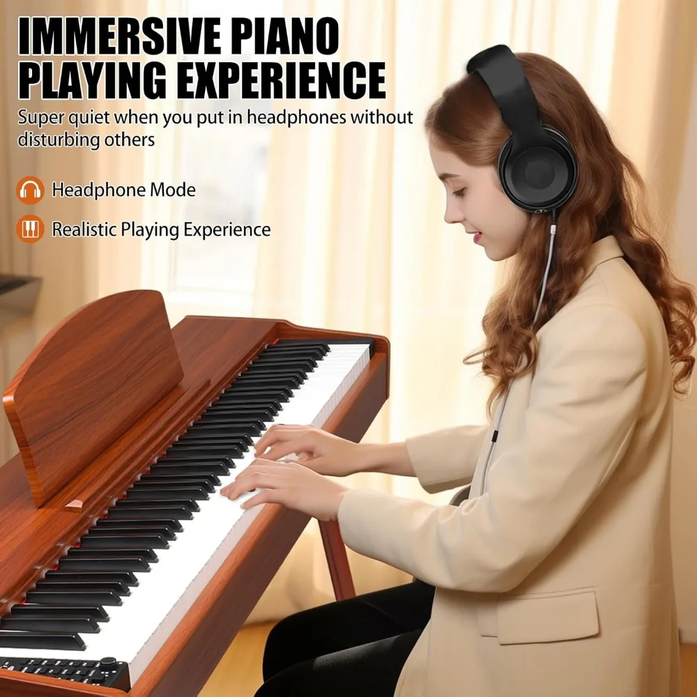 88 Key Keyboard Piano Weighted Action Electronic Keyboard Piano, Digital Piano with 3-Pedal Unit, Removable Music Stand