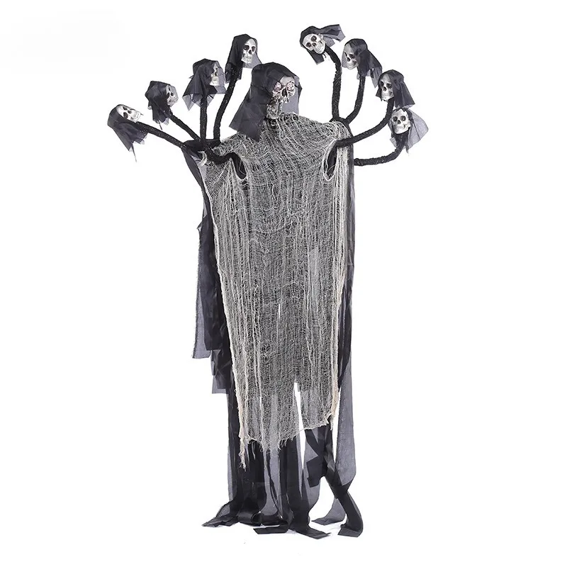 

Hanging Vampire Nine-headed Ghost Scary Trick Horror Props Halloween Christmas Party Garden Decoration Voice Control Collection